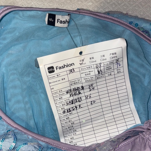 Women’s Lavender & Light Blue Floral Mesh Babydoll Nightdress - Picture 3 of 3